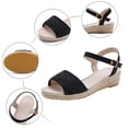 thumbnail image 4 of Rokment Women's Beach Espadrilles Wedge Sandals Breathable Comfortable Woven Linen Geometric Open Toe Ankle Strap Platform Low Heels Dressy Summer Shoes for Vacation Black Size 6, 4 of 6
