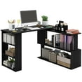 thumbnail image 3 of HomCom 360° Rotating Home Office Corner Desk and Storage Shelf Combo Modern L Shaped Rotating Computer Desk with Bookshelves, 3 of 5