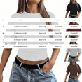 thumbnail image 3 of GZWYHT Solid Side Ruched Waist Cropped T Shirt for Women, Classic Round Neck Drop Shoulder Half Sleeve Slim Fit Crop Top, Elastic Lightweight Casual Short Tee Brown XL, 3 of 7
