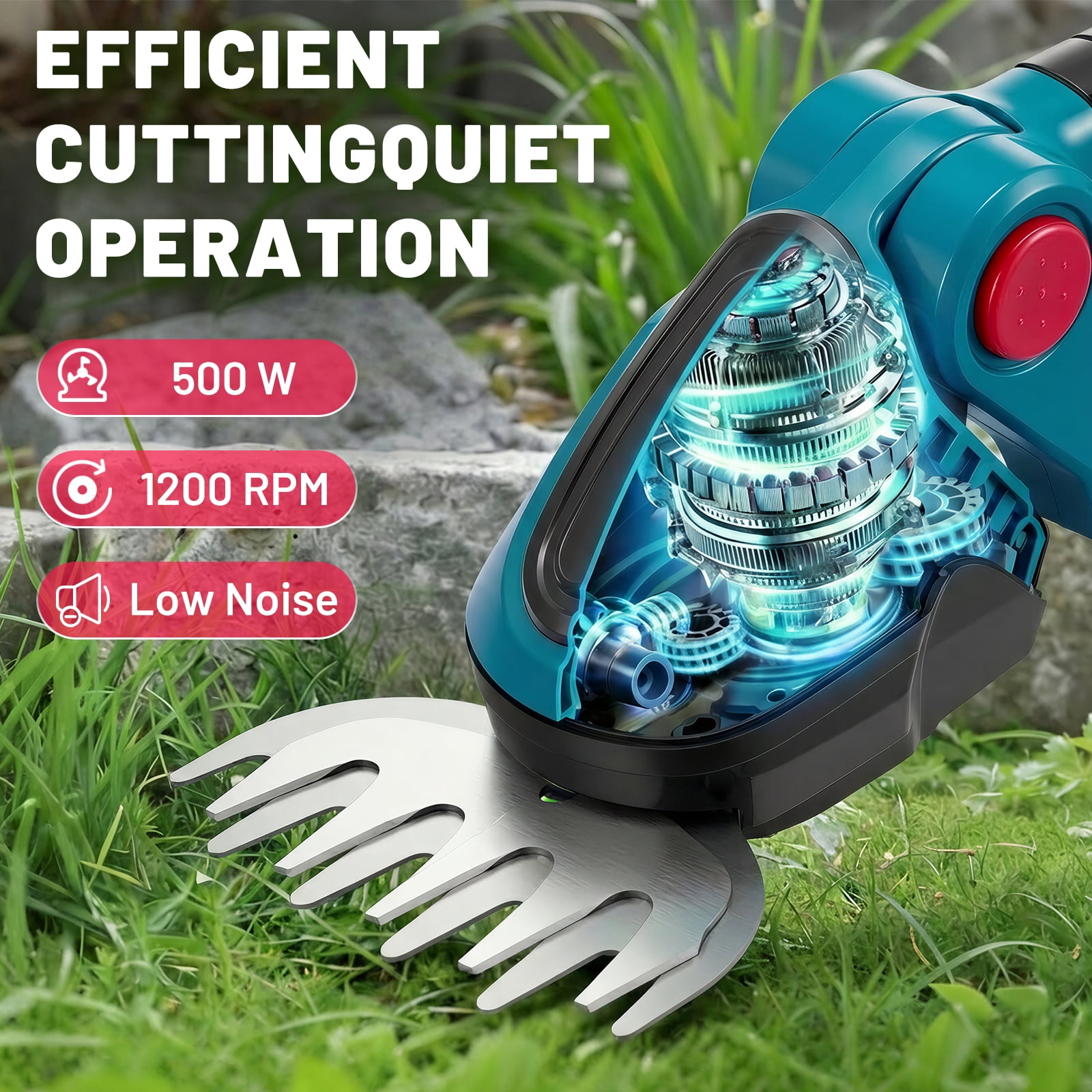 SPBTAR Cordless Hedge Trimmer, 2 in 1 Cordless Grass Shear & Shrubbery Trimmer, Lightweight Garden Tools with 2 Rechargeable Batteries & Charger for Hedge Cutting, Garden, Yards, Lawns
