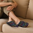 thumbnail image 4 of POLERO Women's Slippers Colorful Bat Print Fuzzy House Slippers for Women Indoor Closed Toe Slide for Ladies Halloween Bedroom Shoes, 4 of 7