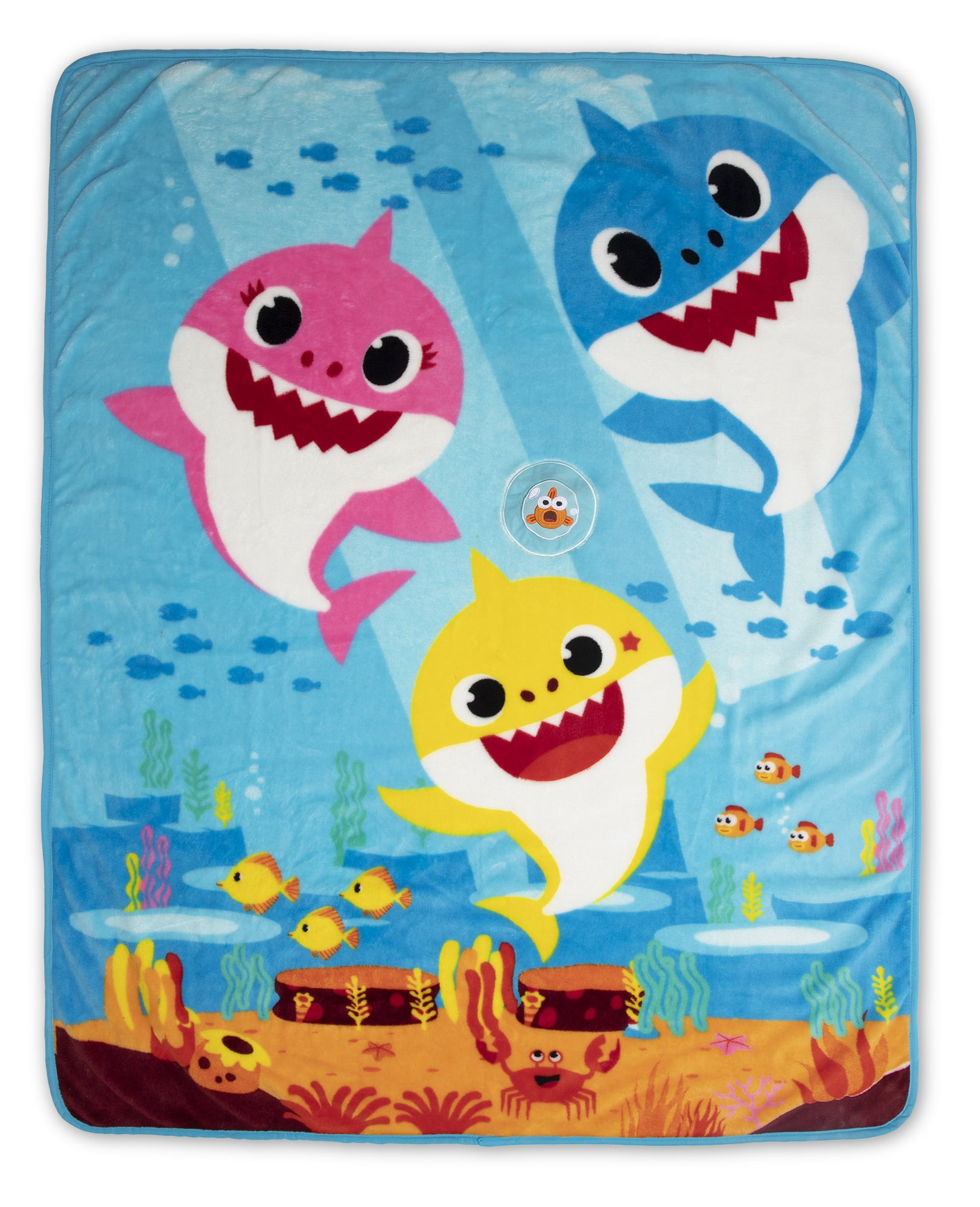Baby Shark Soft Coral Plush Musical Toddler Blanket for Boys and Girls