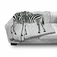 thumbnail image 3 of Wildlife Soft Flannel Fleece Throw Blanket, Abstract Cartoon Pair of Zebras Contast Stripes Zoo Silhouette Camouflage, Cozy Plush for Indoor and Outdoor Use, 70" x 90", Black and White, by Ambesonne, 3 of 6