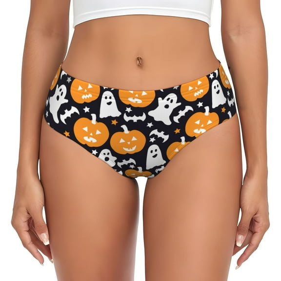 Womens Underwear - cute pumpkins halloween No Show Seamless Underwear for Women, Stretch Women's Panties, Hipster Soft Comfort Ladies Panties Bikini Underwear Briefs