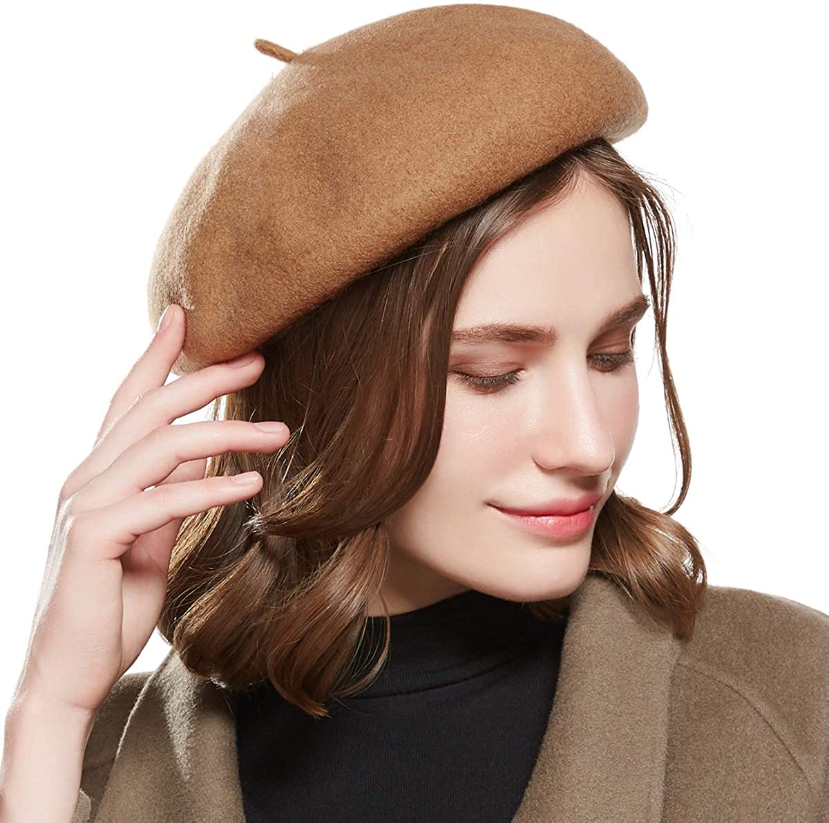 French Beret Hat Adjustable Wool Casual 