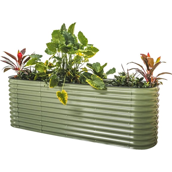 Vego Garden 32" Extra Tall Raised Gardening Bed Kits 9 in 1 8ftx2ft Modular Planter Box Olive Green