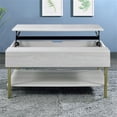 thumbnail image 3 of Whitman White Wood and Brass Lift Top Coffee Table, 3 of 13