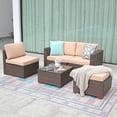 thumbnail image 5 of JOIVI 5 Pieces Outdoor Patio Furniture Set, All Weather PE Wicker Rattan Sectional Furniture Set with Beige Cushions and Coffee Table, Brown, 5 of 9
