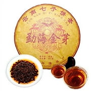 Ripe Pu Erh Tea Puer Tea Cake Menghai Golden Bud Fermented 357g0.79LB Black Tea Yunnan