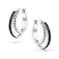 thumbnail image 2 of Bling Jewelry Womens Black White CZ Hoop Earrings Pave Circle Silver Plated, 2 of 4