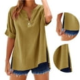 thumbnail image 5 of Summer Tops for Women Loose Shirt Top Stand Solid Color Sleeve Collar Casual Women's Shirt Women's Shirt, 5 of 6