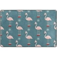 thumbnail image 4 of SKYSONIC Christmas Flamingo Non-Slip Area Rug, Winter Snowy Snowflake Floor Carpet Comfort Floor Mats Decor for Indoor Front Porch Living Room Bedroom Kitchen, 36"x24", 4 of 5