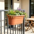 thumbnail image 6 of Wall Mounted Plastic Planter Balcony Railing Hanging Pot Fence Mount Garden Container Brick Red, 6 of 6