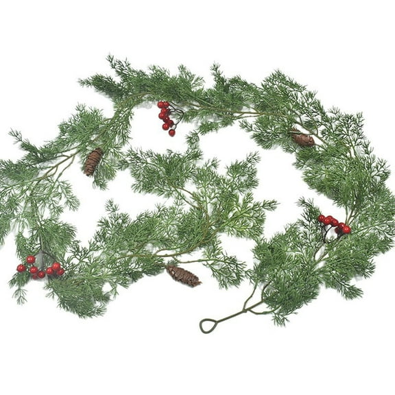 Christmas Garland with Red Berries & Pine Cones - 6FT Realistic Pine Greenery for Mantle, Door, Indoor Outdoor Xmas Decor, Winter Holiday Wedding Backdrop Decorations