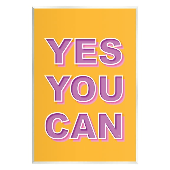 Stupell Industries Yes You Can Purple & Yellow Typography Painting Unframed Art Print Wall Art, 10 x 15