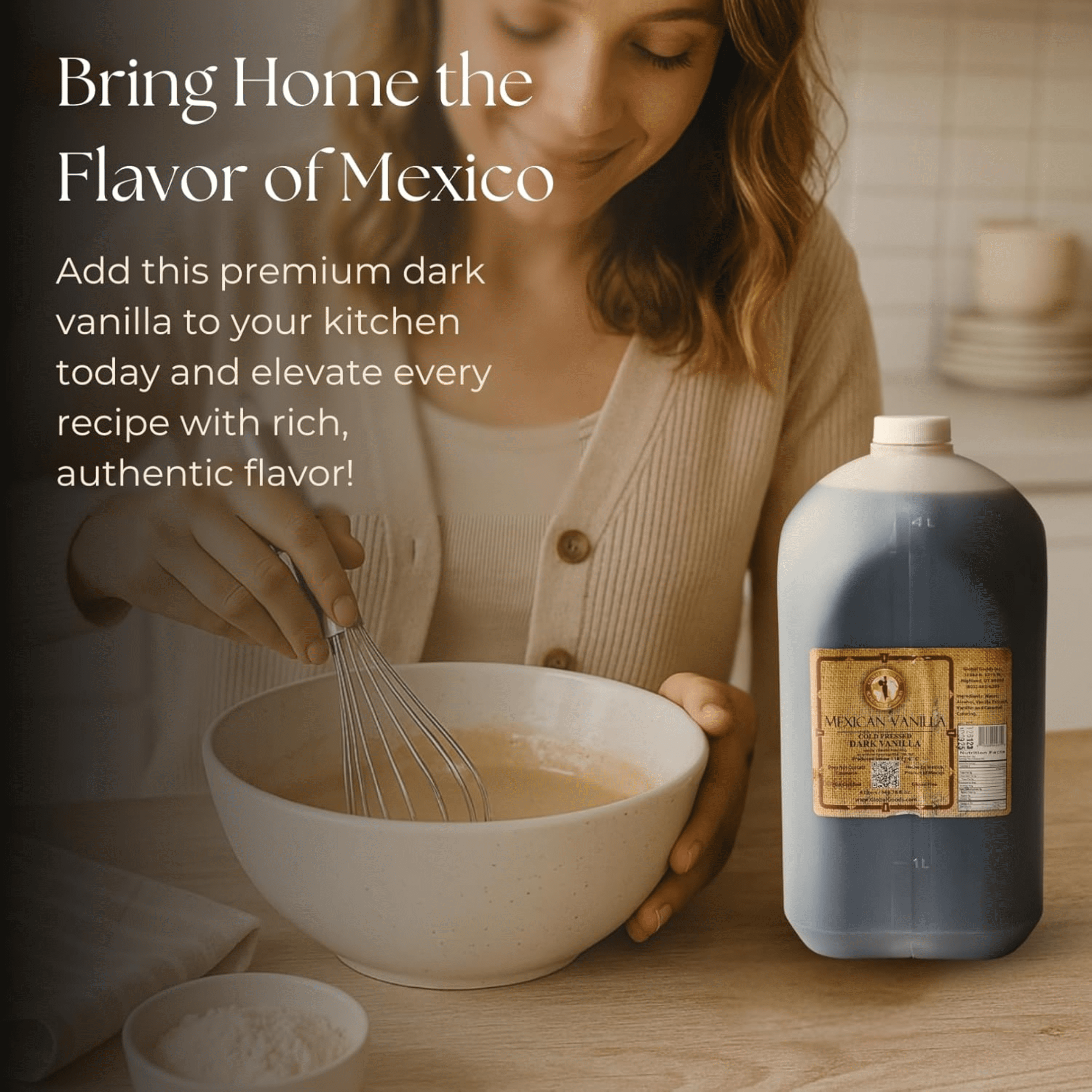 Pure Dark Mexican Vanilla Extract Gluten Free Vanilla for Baking Cakes, Cookies, Desserts, Coffee & Beverages Natural, Bold Flavour 4 Liter / 135.25 fl oz bottle