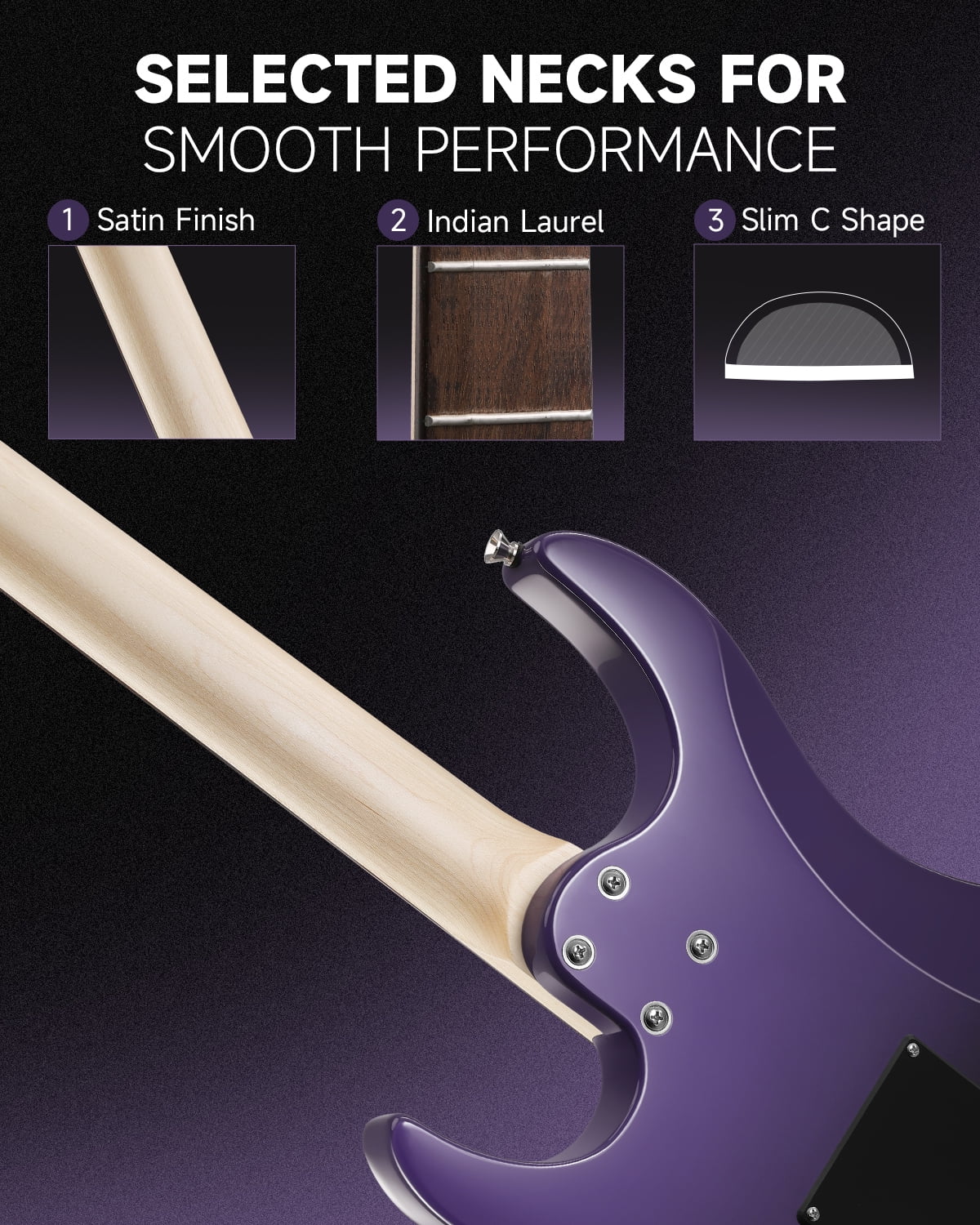 Donner Electric Guitar Only With Gig Bag Tremolo Bridge Solid Body HSS Pickup, DMT-66, Purplish Black