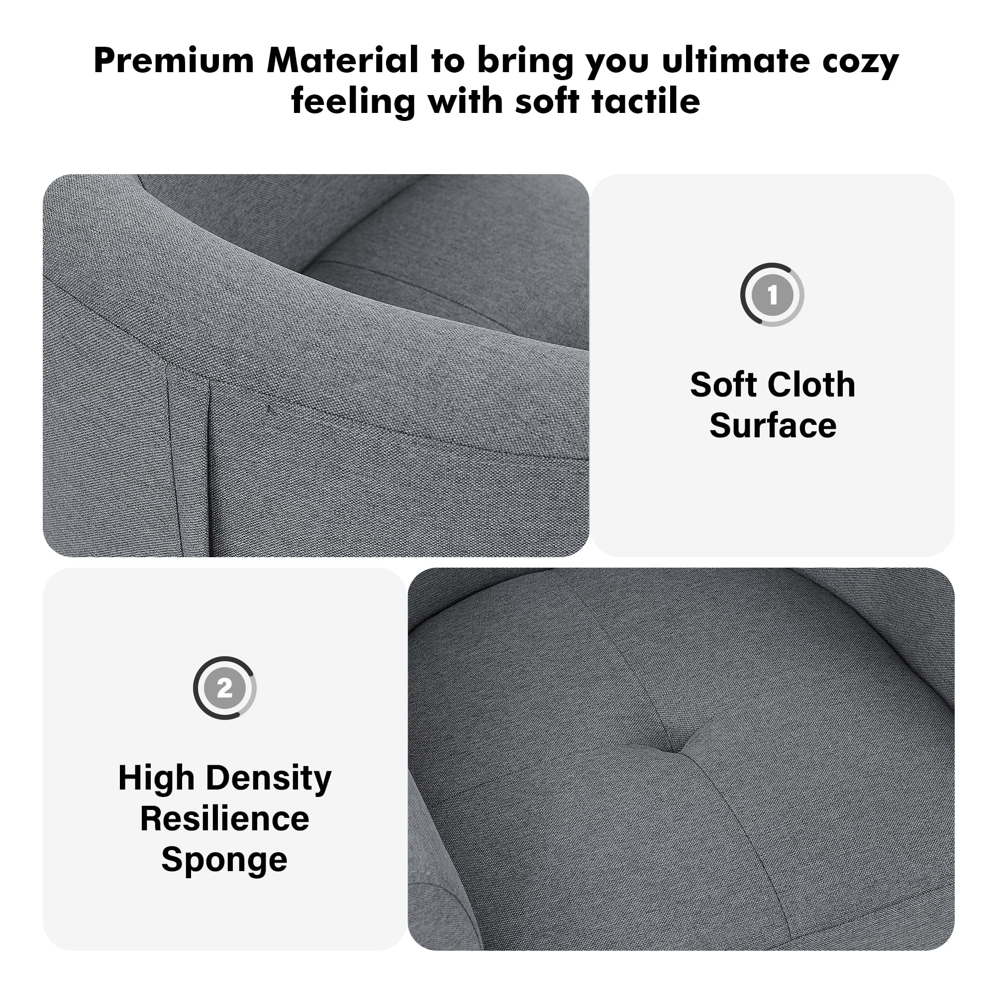 Aukfa Barrel Accent Chair with Ottoman & Arms, Modern Upholstered Chair for Bedroom/ Living Room, Gray