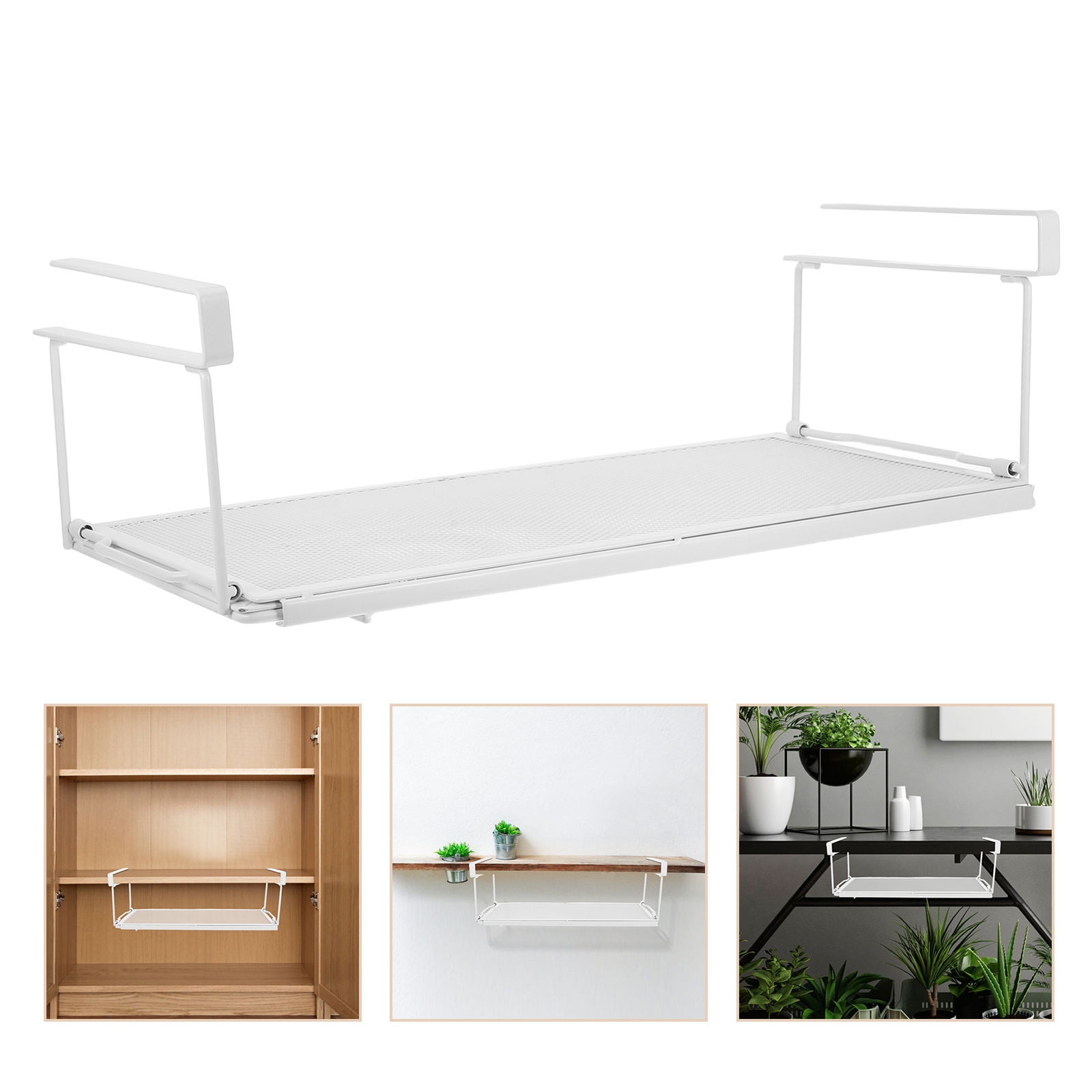 PTOOTP Carbon Steel White Storage Basket for Cabinet Organization