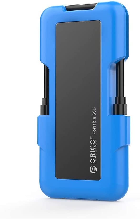 ORICO 10Gb//s Portable External Solid State Drives M.2 NVME SSD Outdoor Shockproof Crushproof Hard Drive Xbox Macs PS4 and More Rugged Flash Drive USB C for PCs Black-1T