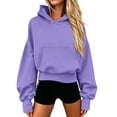 thumbnail image 6 of Essentials Hoodie Baeitkot Women's Oversized Casual Solid Color Hem with Drawstring Hooded Long Sleeved Sweatshirt, 6 of 6
