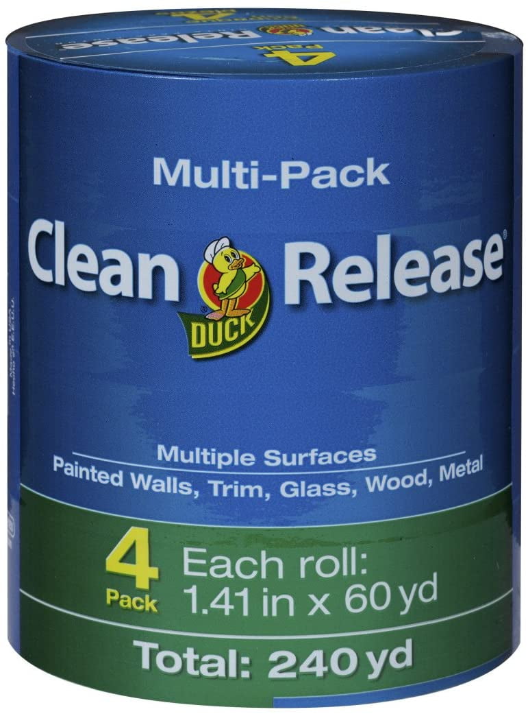 240 Total Yards 4 Rolls 1.41-Inch x 60-Yard 240460 Duck Clean Release Blue Painters Tape 1.5-Inch 