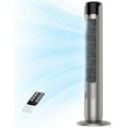 thumbnail image 2 of 36" Bladeless Tower Fan - Ultra-Quiet 28dB for Bedroom Sleep 25 ft/s High Velocity Cooling w/ Remote 60° Wide Oscillation, 12H Timer, 5 Speeds, 4 Modes LED Display Standing Floor Fan - Grey, 2 of 9