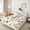 thumbnail image 4 of Homewish Cartoon Red Mushroom 4 Pieces Queen Sheet Sets For Kids Teens Female Girls,Flying Colorful Butterflies Ultra Soft Flat Sheet,Botanical Plants Queen Fitted Sheet,Lightweight Room Decor, 4 of 7