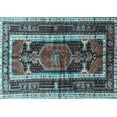 thumbnail image 1 of Ahgly Company Indoor Rectangle Medallion Light Blue Traditional Area Rugs, 6' x 9', 1 of 4