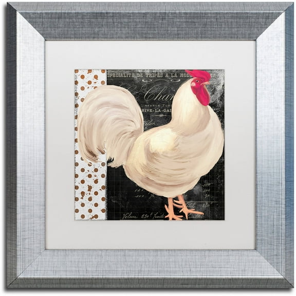 Trademark Fine Art "White Rooster Caf? I" Canvas Art by Color Bakery White Matte, Silver Frame