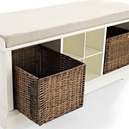 Crosley Brennan Storage Entryway Bench With Baskets In White