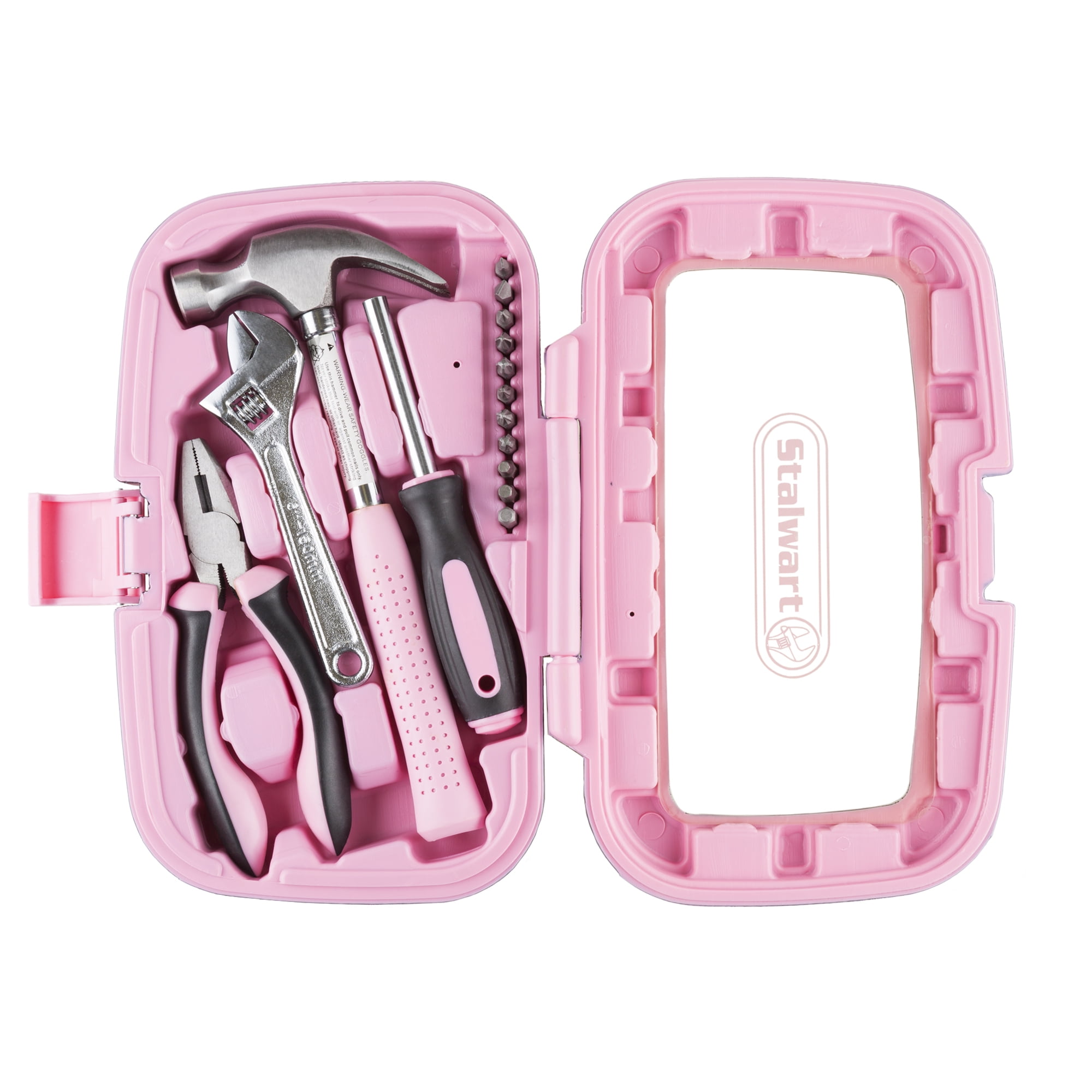 Stalwart 15-Piece Household Hand Tools Set with Carrying Case (Pink)