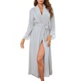 thumbnail image 1 of Bata de baño tipo kimono para mujer, bata de dormir con cuello en V, bata de sauna de manga larga, tallas S a XXL, 1 of 6