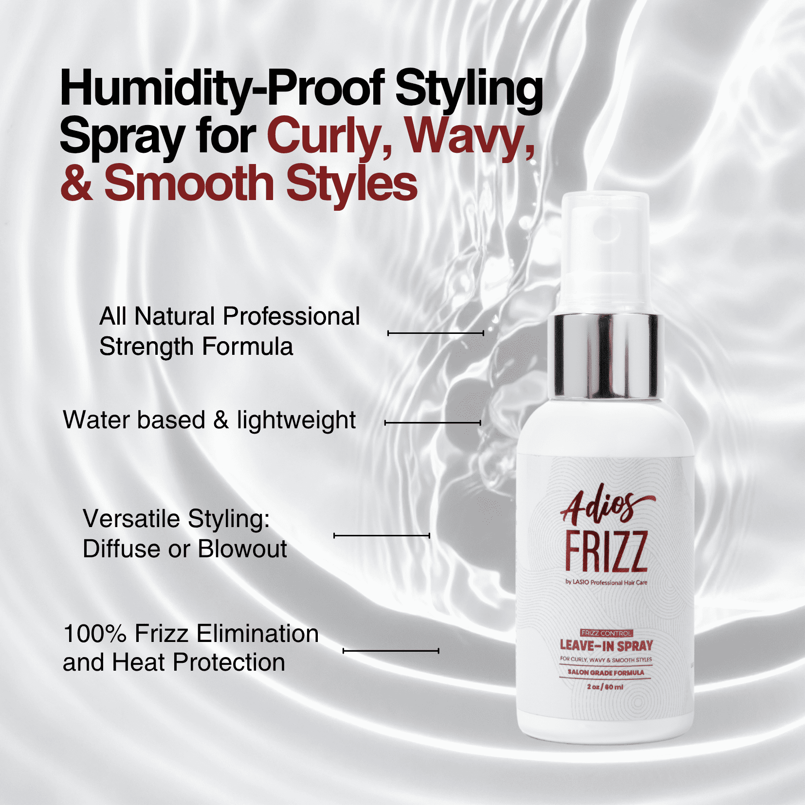 Lasio Adios Frizz Bundle - Shampoo, Conditioner & Leave-In 2OZ