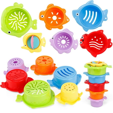 Maoww 6pcs Children Stacking Bath Cups Colorful Colorful Toddler ...