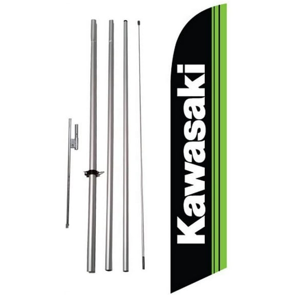 New Kawasaki Advertising Feather Flag Banner w/Pole kit and Ground Spike