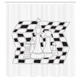 thumbnail image 2 of Ambesonne Board Game Shower Curtain, Outline Style Pieces, 69"Wx75"L, Black White, 2 of 4