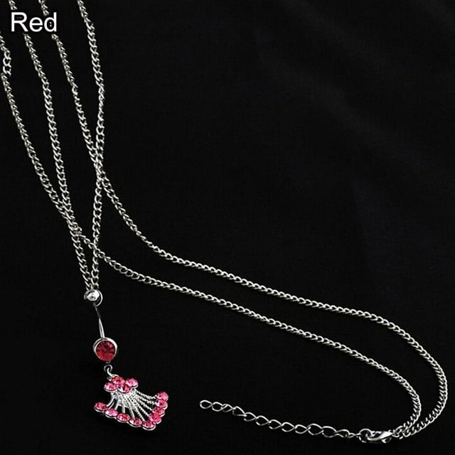 HLONK Fashion Rhinestone Navel Ring Belly Button Bar Waist Chain Body Piercing Jewelry