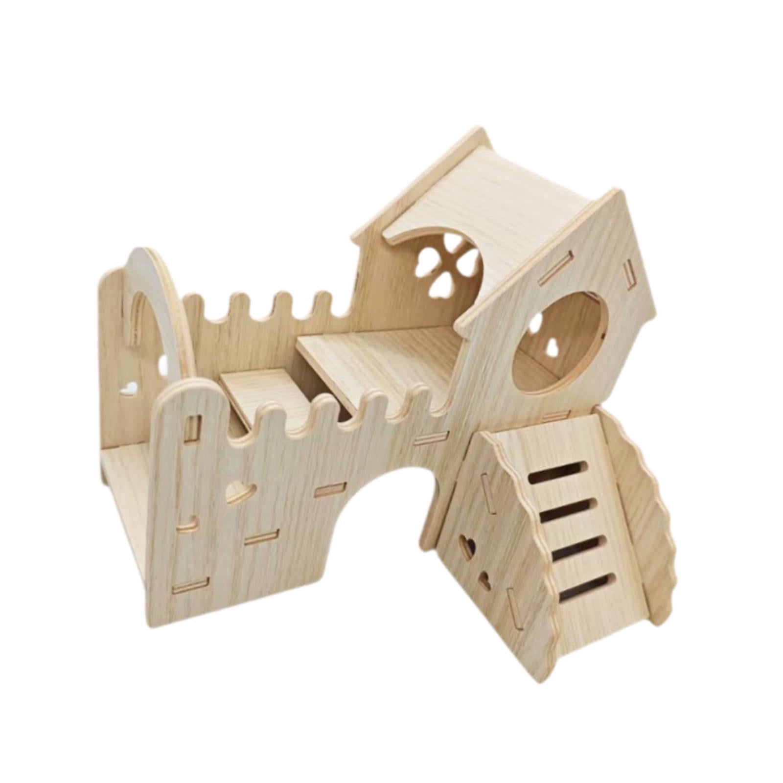 oshhni Wooden Hamster Hideout House Cage Accessories for Rat Small Animals Lemmings