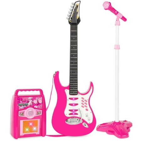 Guitar Connection Musical Instruments - Best Choice Products Kids Electric Musical Guitar Play Set w/ Microphone, Aux Cord, Amp - Pink