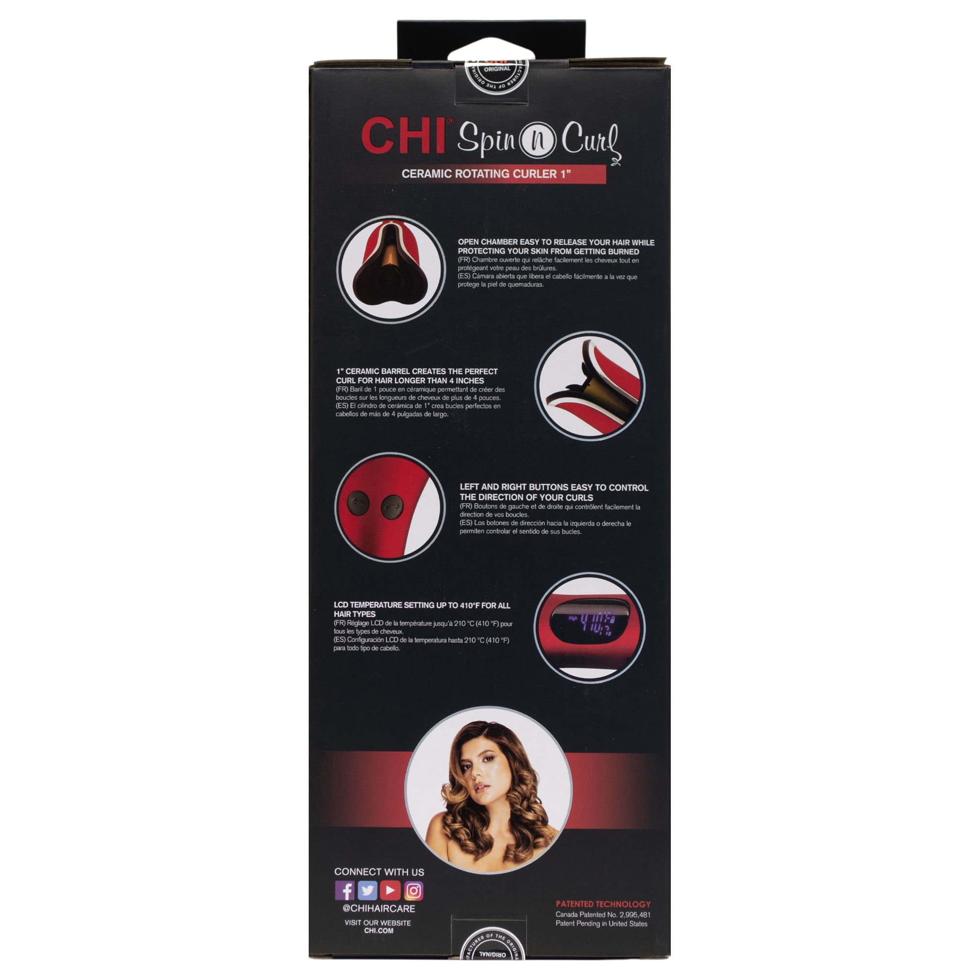 CHI Spin n Curl Ceramic 1" Rotating Curler - Ruby Red
