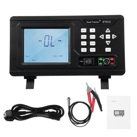 Resistance Tester,F Et512 Lcd Display With Resistance Meter Low Resistance Microresistance Tester Portable Milliohm Meter Tester Lcd Display Low Display With Low Hxber Xinzy Black Plug