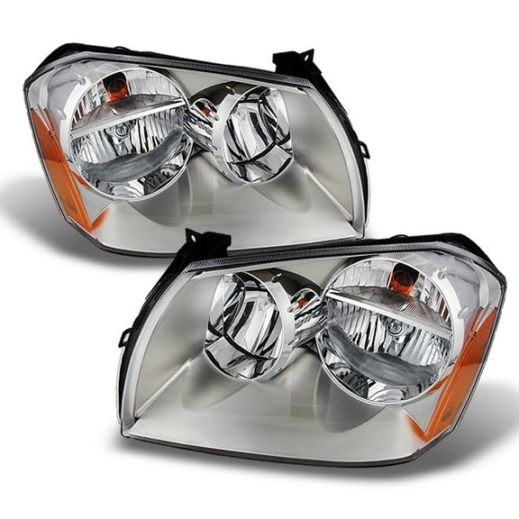 AKKON - For Dodge Magnum OE Replacement Chrome Bezel Headlights Driver/Passenger Head Lamps Pair New