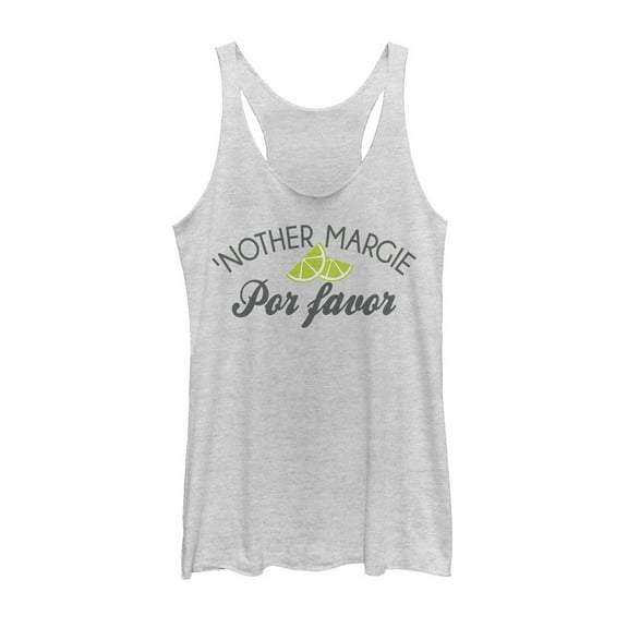 Women's CHIN UP Margie Por Favor  Racerback Tank Top White Heather Small