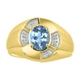 thumbnail image 1 of RYLOS 14K Yellow Gold Ring 8X6MM Oval Gemstone & Diamond Unisex Rings Blue Topaz December Birthstone Ring Size 8, 1 of 7