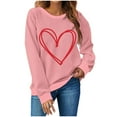thumbnail image 2 of UPPADA Women Valentines Day Shirts Clearance Round Neck Long Sleeve Casual Heart T Shirt for Women's Valentine's Day Gifts Cute Love Graphic Tee for Couple Valentines Day Clothes Women,Pink X-Large, 2 of 4