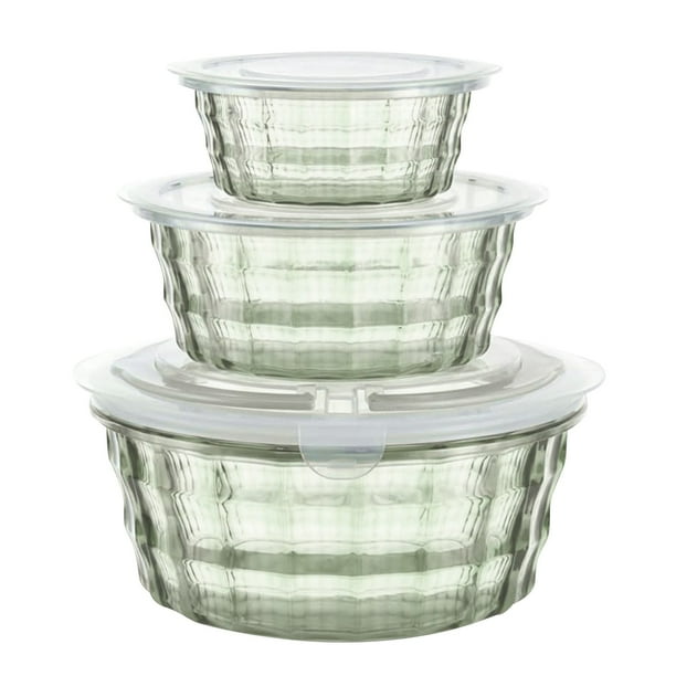 3 Contenedores de plástico para fruta - Transparente/sellado, apto para uso alimentario/apilable, para fruta/cereales/cocina