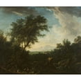 thumbnail image 2 of Cornelis Huysmans 23x20 Black Ornate Framed Double Matted Museum Art Print Titled: Landscape, 2 of 5