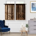 thumbnail image 2 of Rustic Barn Door Kitchen Curtains - Farmhouse Country Short Cafe Curtains for Living Room Bedroom Decor Farm Village Tier Curtains Rod Pocket Window Drapes 24 Inches Length 2 Panel Set, 2 of 5