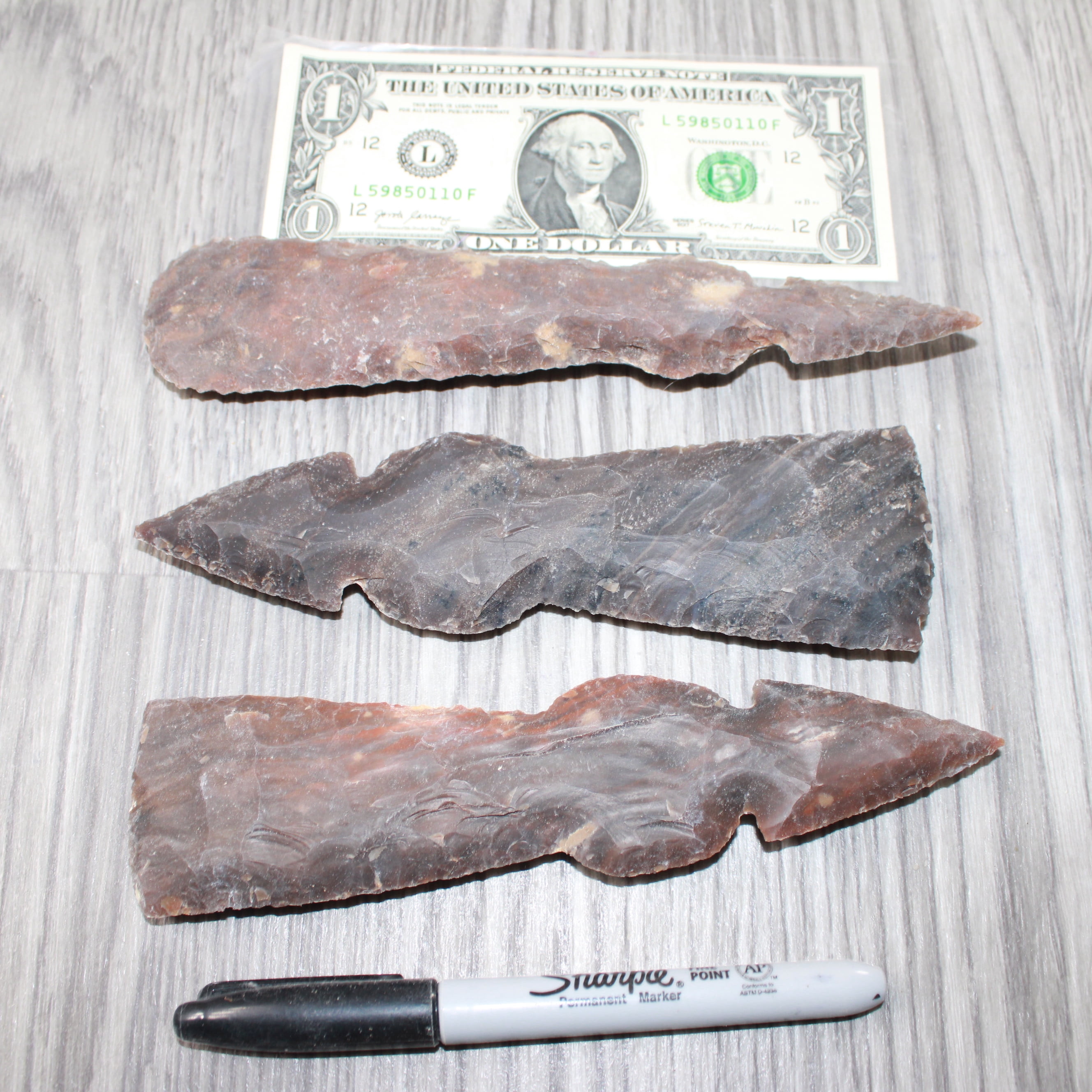 3 Stone Ornamental Tomahawk Heads #8562    Agate Jasper Ax Axe Hatchet